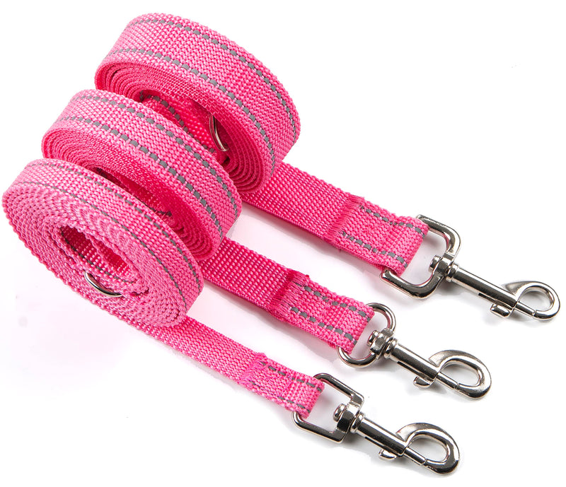 6FT Reflective Dog Leash for Large&Medium and Small Dogs, Strong and Durable Nylon Leashes for Walking and Training, 6 Foot Dog Leash with D Ring for Puppy (Pink, 5/8 inch x 6FT) PINK - BeesActive Australia