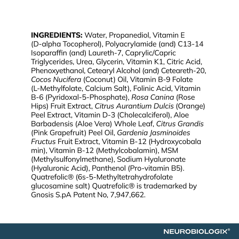 Neurobiologix Methylation Pro Topical Cream, Methylfolate, B6, B12, 2 Oz | D3 & K1, Cellular Energy & Nervous System Support, for Men & Women, 120 Pumps