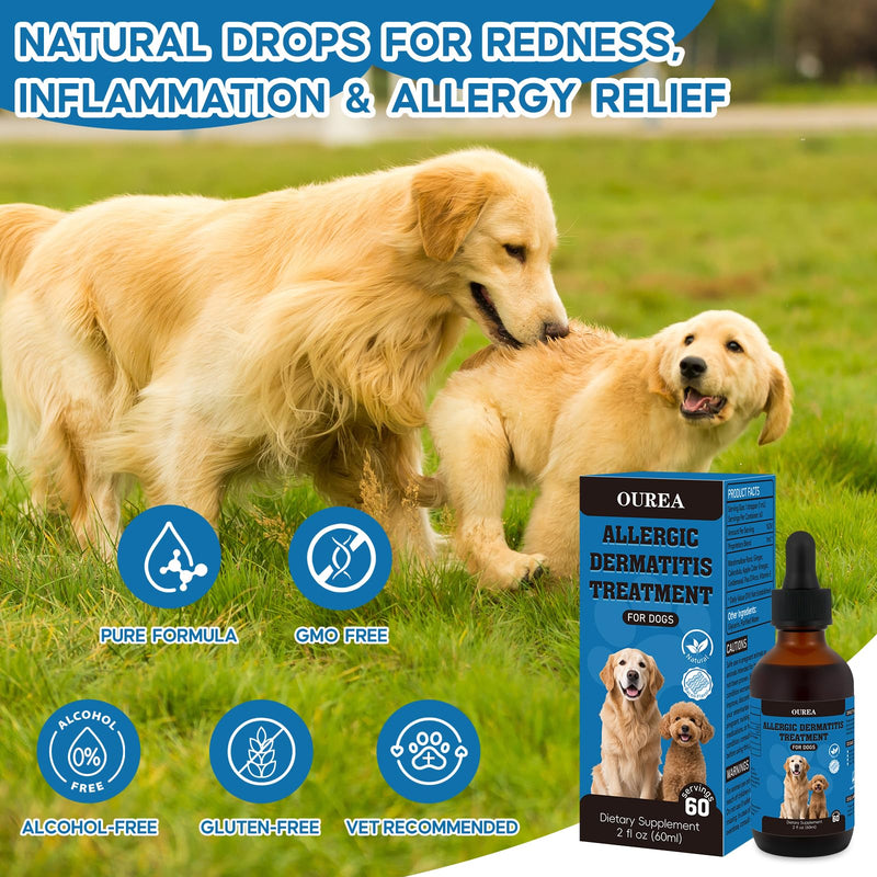 Dog Dermatitis Treatment for Allergies, Natural Itch Relief Drop & Hot Spot Support for Itchy, Red, Irritated Skin, Herbal Formula for Dog Allergy Relief, Dermatitis Treatment, Dog Itching Skin Relief