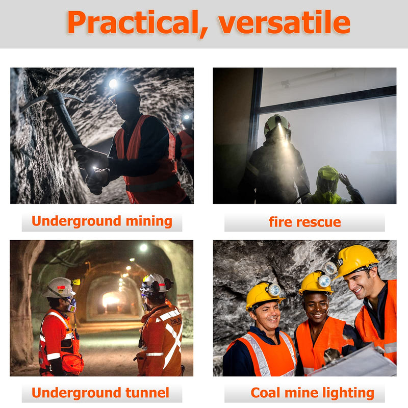 Waterproof LED Mining Cap Lamp, Superbright Headlight, Mining Headlamp Explosion Proof, Underground Head Lamp, Coal Mining Lights, Miner Lamp for Hard Hat (Black)
