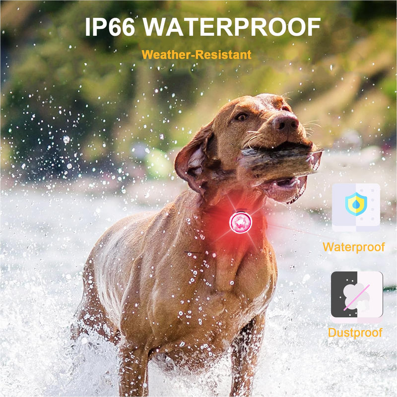 Pack of 2 dog lights for night walks, Tubasion improved 8 modes light pendant dog rechargeable, IP66 waterproof and silicone strap safety light for LED dog collar 2 - BeesActive Australia