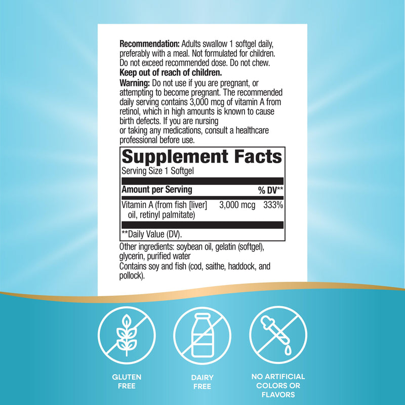Nature's Way Vitamin A,High Potency,Supports Healthy Eye Function*,3,000 mcg per Serving,100 Softgels (Packaging May Vary),(Pack of 2) 100 Count (Pack of 2)