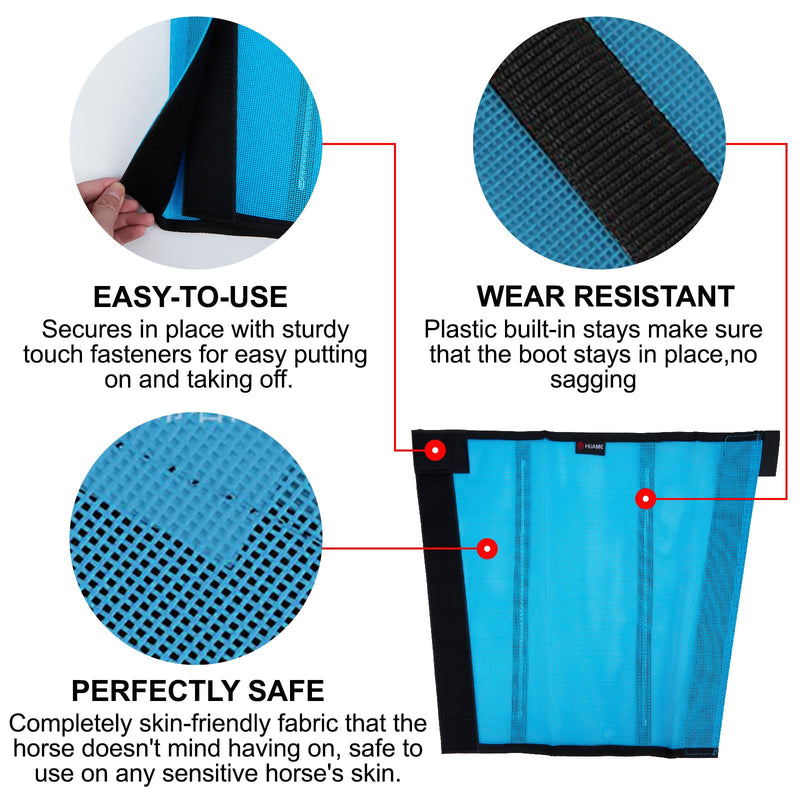 Fly Boots for Horses Set of 4, Breathable Plastic Mesh Design, Horse Supplies for Reduce Stomping, Hoof Damage & Leg Fatigue (Water Blue) Water Blue - BeesActive Australia