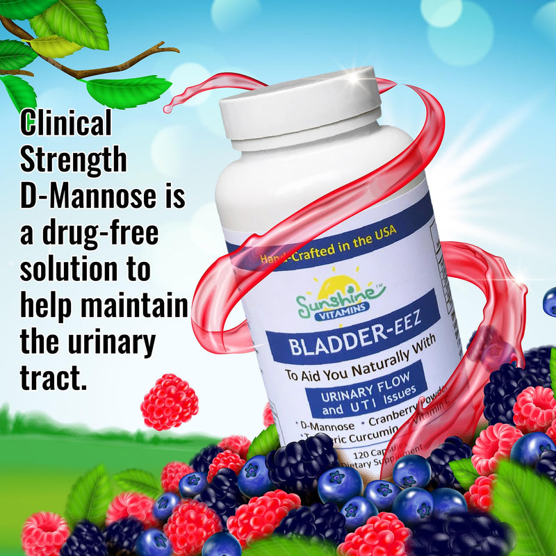 Bladder-EEZ | All-Natural Bladder Infection UTI Relief Support for Women with D-Mannose | Urinary Tract Infection Health with Immune System Support (1 Bottle of 120 Capsules)
