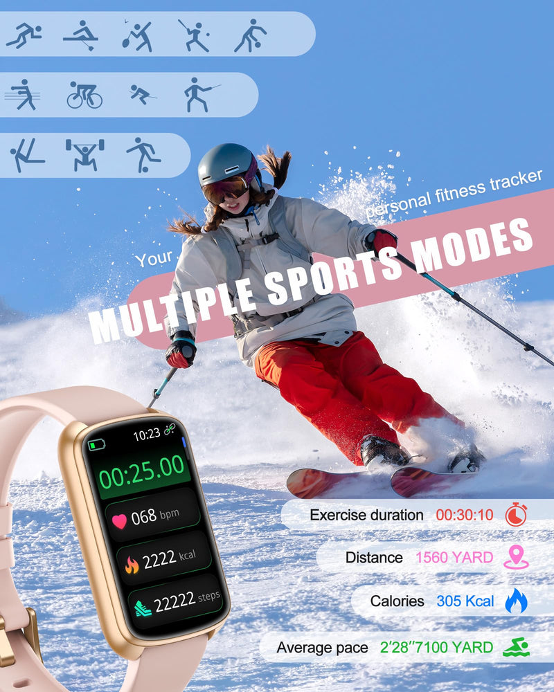 Fitness Tracker, Smart Watch for Women Men with 24/7 Heart Rate/Blood Pressure/Blood Oxygen Monitor,Sleep Tracker,Step & Calorie Counter, IP68 Waterproof Fitness Watches Compatible with Android&iPhone Pink