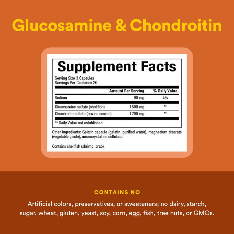 Natural Factors, Glucosamine & Chondroitin, Supports Healthy Joints and Connective Tissue, 120 Capsules Standard Packaging