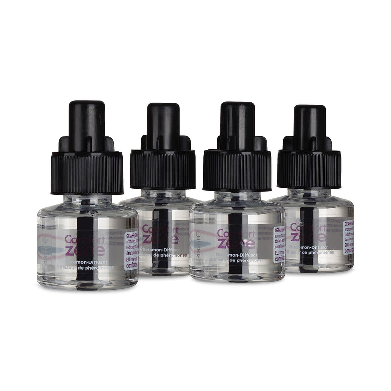Refill pack of 4 in a savings package (120 days) for Comfort Zone Diffuser, pheromones for a relaxed home - reduces stress, marking, scratching and other problematic behavior. 4 refill packs - BeesActive Australia