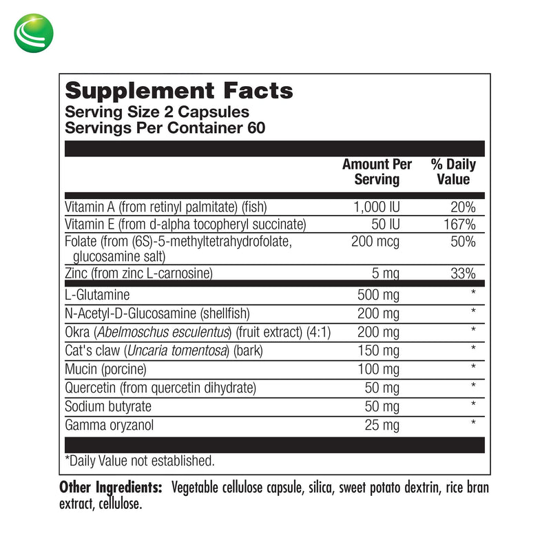 Nutra Biogenesis Intestinal Repair Capsules, 120 Capsules | Herbal Gut Health Supplement for Women & Men with Sodium Butyrate, Daily Support