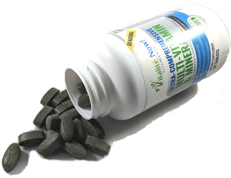 Vegan Whole Food Multivitamin & Mineral - Vitamins A B1 B2 B6 B12 C D3 E | 110 Super Foods, Herbs, Greens & Reds - Enzymes & Probiotics for Immune Support - Energy Boost - 90 Tablets