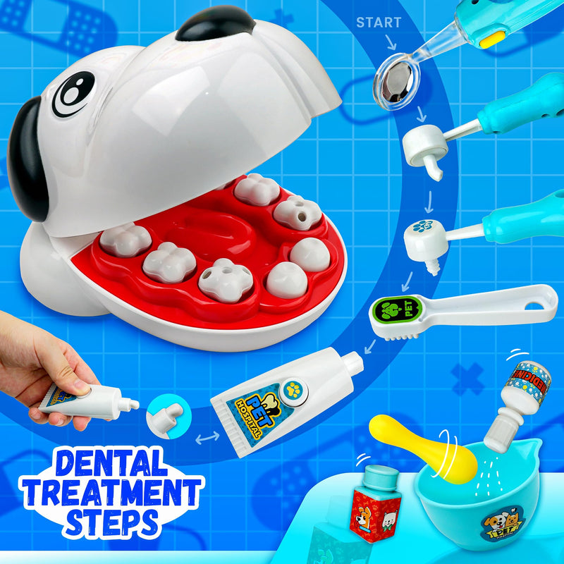 SMILESSKIDDO Dentist Kit for Kids - 26 Pcs Doctor Play Set with Dental Tools and Medical Accessories, Pretend Play for Toddlers - Educational Gifts for Girls Boys 3 4 5 6 7 8 - BeesActive Australia