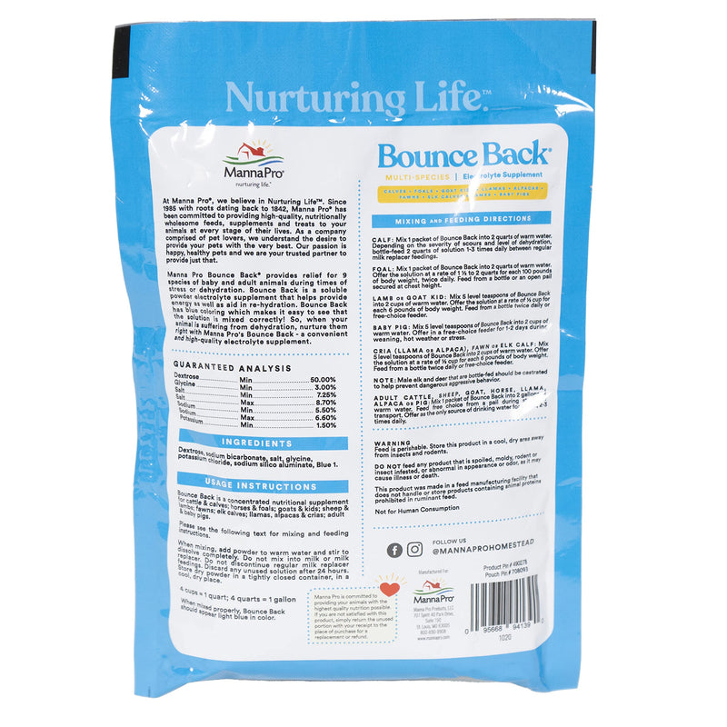 Manna Pro Bounce Back Supplement | Multi-Species Electrolyte | 4 oz - BeesActive Australia