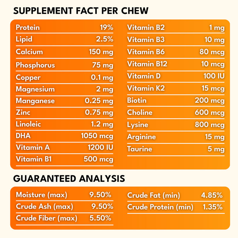 22 in 1 Multivitamin Chews for Cats - Taurine Cat Multivitamin & Omega Supplement - Multi Vitamins for Cats Health with Taurine Cat Vitamins for - Skin, Coat, Immunity & Digestion Support 90 Soft Chews