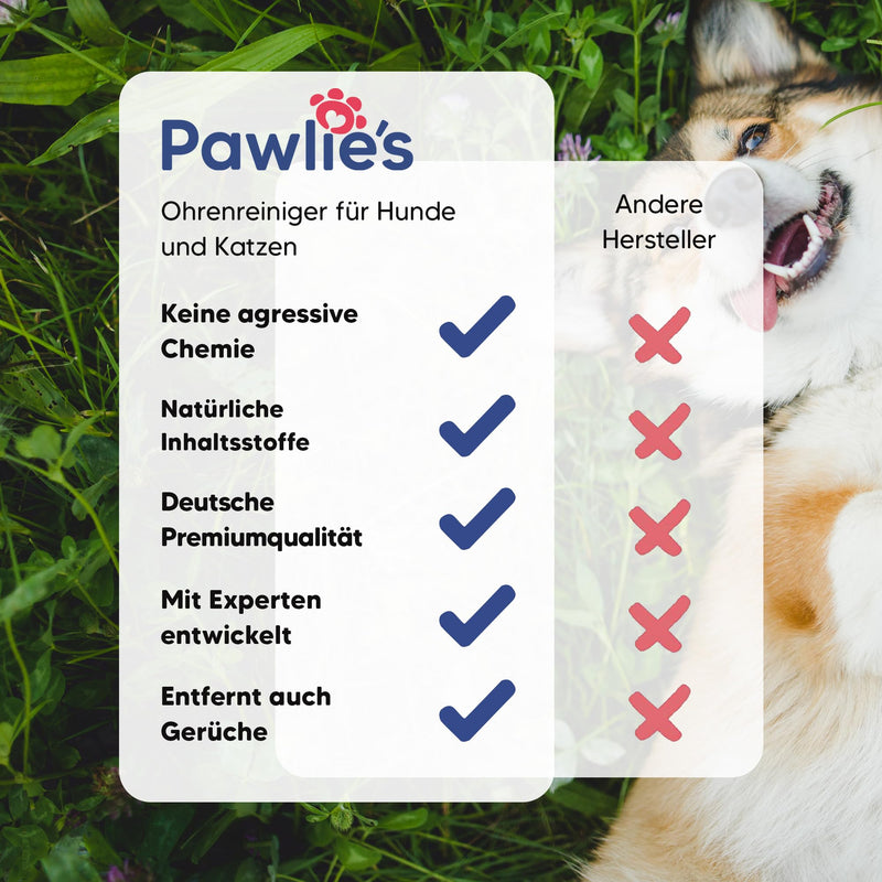 Pawlie's Ear Cleaner Dog - Natural Ear Cleaner for Dogs for Itching & Ear Infections Dog | Gentle Ear Care for Dogs, Ear Drops for Dogs | Ear care for dogs and cats - BeesActive Australia