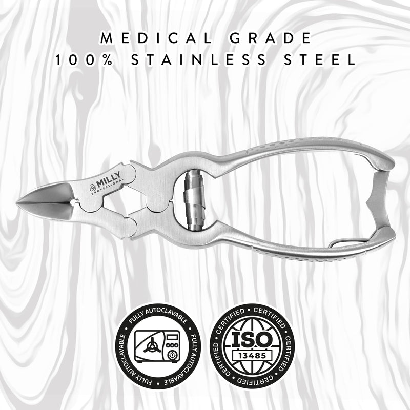 High Carbon Steel Professional Nail Clippers for Seniors & Podiatrist Toenail Clippers | Hammer Forged to Trim Thick or Hard Toenails | Heavy Duty Toenail Clippers for Thick Toenails (Silver) Silver
