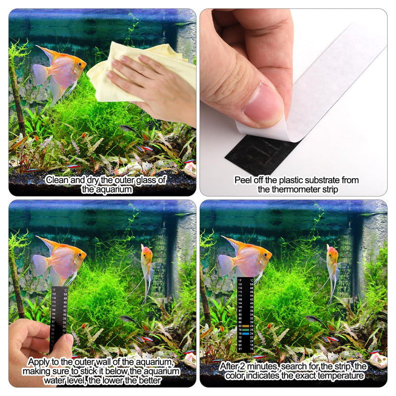 4pcs Aquarium Thermometer Strip, Adhesive Temperature Sticker Aquarium Thermometer Fish Tank Sticker Fish Tank Test Strips Fish Tank Thermometer Stick on for Brewing Aquarium - BeesActive Australia