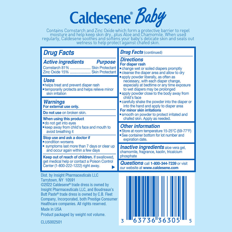 Caldesene Dry & Comfy Baby Powder with Zinc Oxide & Cornstarch, Free from Talc & Preservatives, 5 Oz. 5 Ounce (Pack of 1)