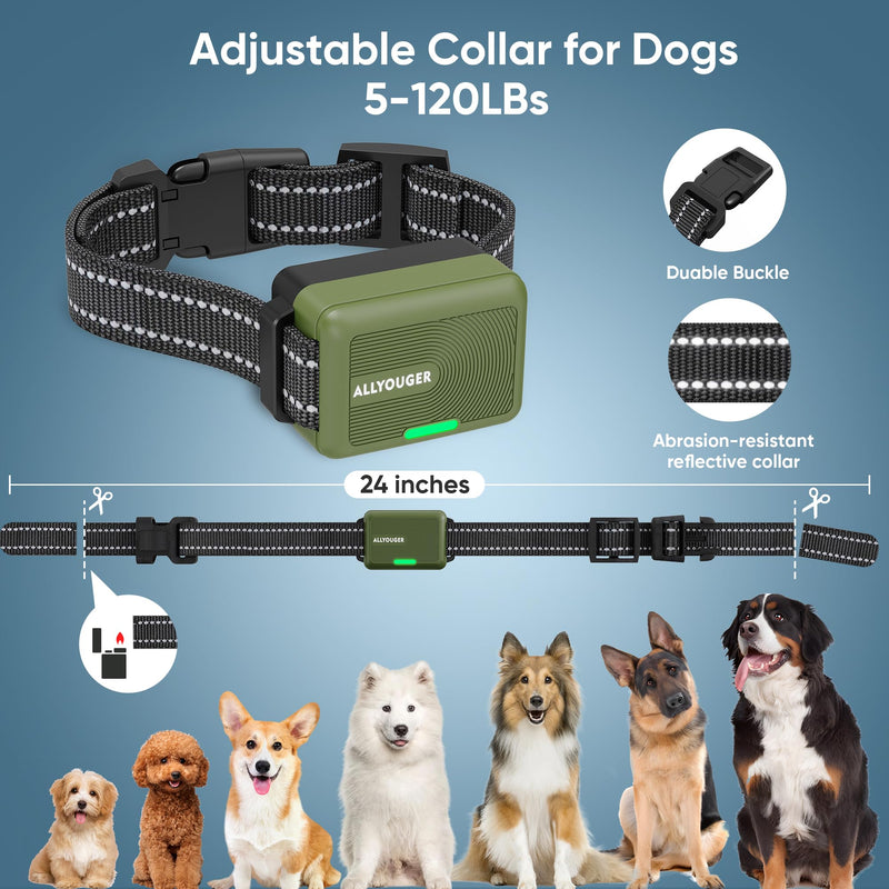Dog Shock Collar 2 Dogs (5-120Lbs) - 4500FT Dog Training Collar with 3 Training Modes, Security Lock,Reflective Nylon Colar，IP67 Waterproof＆Rechargeable Remote e-Collar for All Breeds, Sizes Green - BeesActive Australia