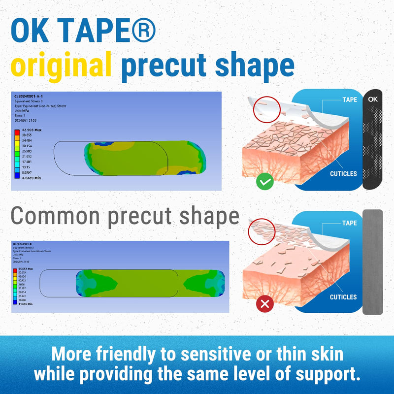 OK TAPE Synthetic Kinesiology Tape, 20 Strips Precut K Tape, Waterproof, Elastic Athletic Tape for Pain Relief & Muscle Support, Reflective Design, 2" x 10" -Purple 1 Roll Purple - BeesActive Australia