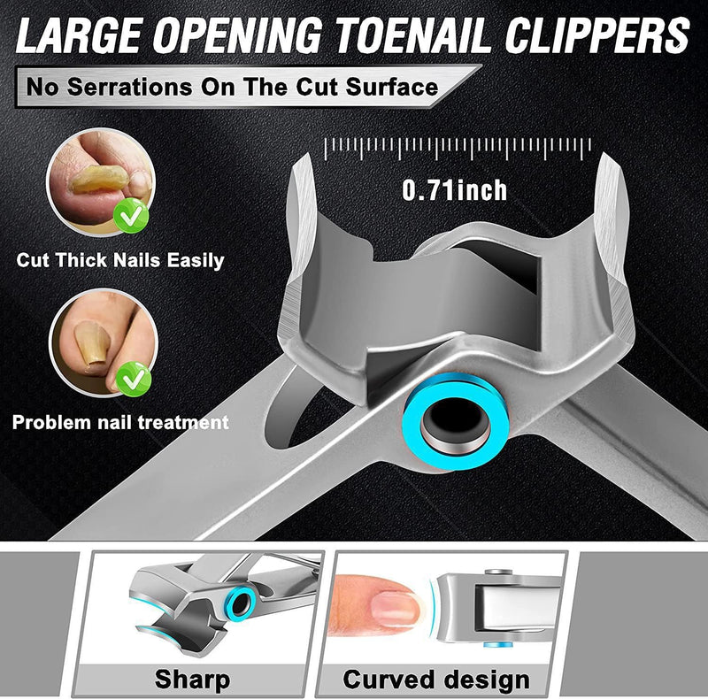 5Pcs Ingrown Toenail Removal Kit, Thick Toenail Clippers for Seniors, Heavy Duty Toenails Clippers for Men, Slanted Nail Clipper with Long Handle, Angled Head Toe Nail Clipper Senior Gift (Silver) 5Pcs Nail Clippers Set-silver - BeesActive Australia