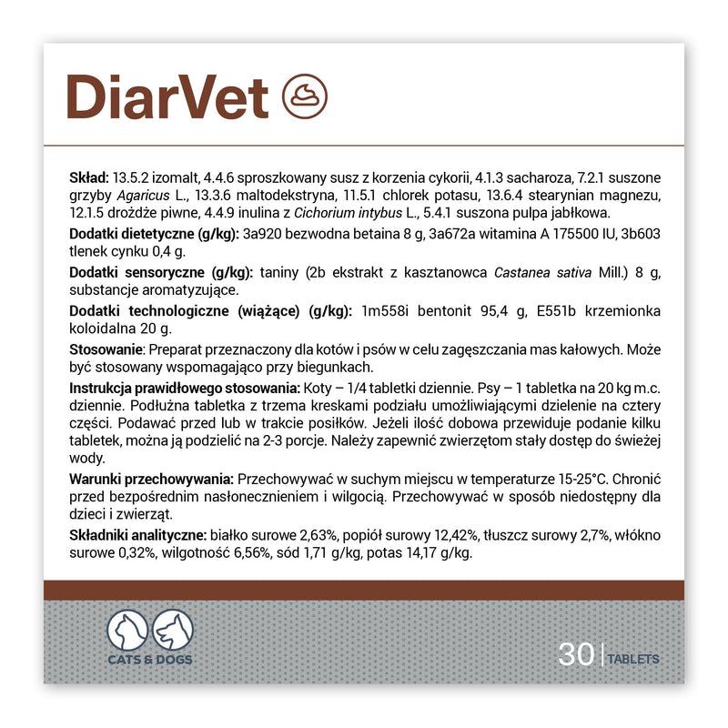 Vet Expert DiarVet, 6 Capsules, Digestive Supplement for Diarrhoea Relief in Cats & Dogs (General Size) General Size