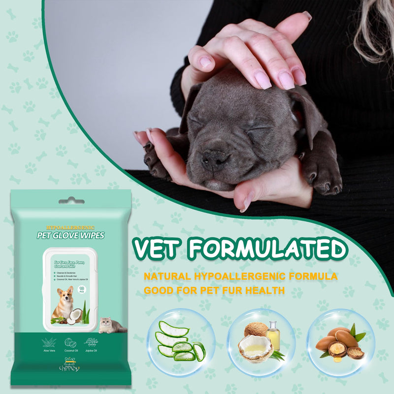 Pet Cleaning and Deodorizing Bathing Grooming Glove Wipes for Dogs and Cats, Extra Thick Nourish Fur No-Rinse Grooming Wipes for Daily Care and Travel, Hypoallergenic, 10 pcs Coconut Scent 10PCS - BeesActive Australia