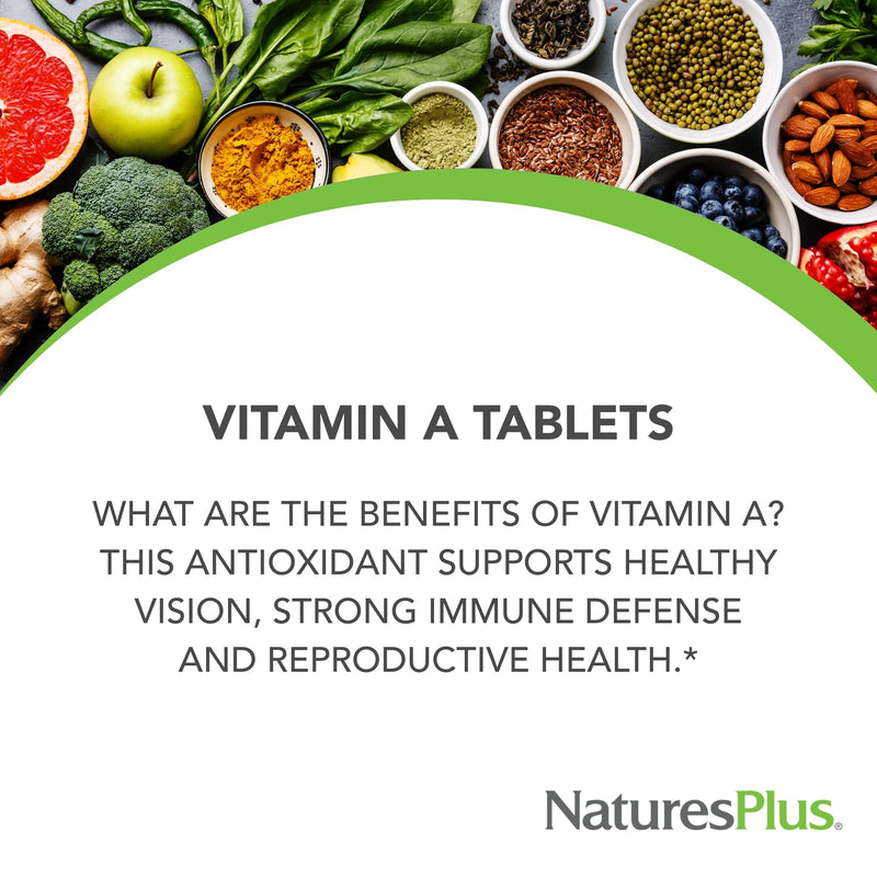 NaturesPlus Vitamin A (Palmitate) - 10,000 iu - Healthy Skin, Eyes, Vision & Immune System - Water Soluble for Maximum Absorption - 90 Vegetarian Tablets (90 Servings) - BeesActive Australia
