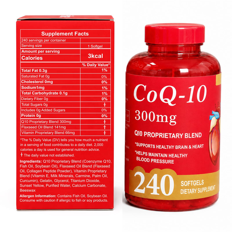 Dr.HR CoQ10 300mg Supplement Supports Heart Energy & Brain Health | Coenzyme Q10 as Ubiquinone Antioxidant Support for Women & Men Non-GMO,Gluten & Soy-Free 3rd Party Tested 240 Softgels 240 Count (Pack of 1)