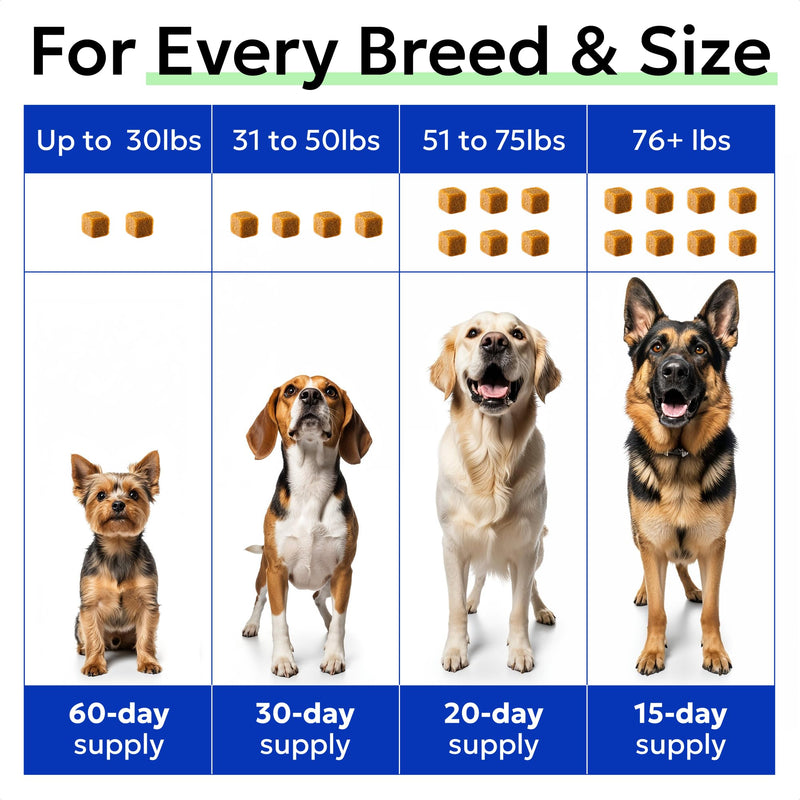 BARK&SPARK Dog Multivitamin Chews Glucosamine Chondroitin with Omega 3, Digestive Enzymes & Probiotics | Vitamins and Supplements for Dogs Pet Skin & Coat & Joint & Gut Health Support - 120ct