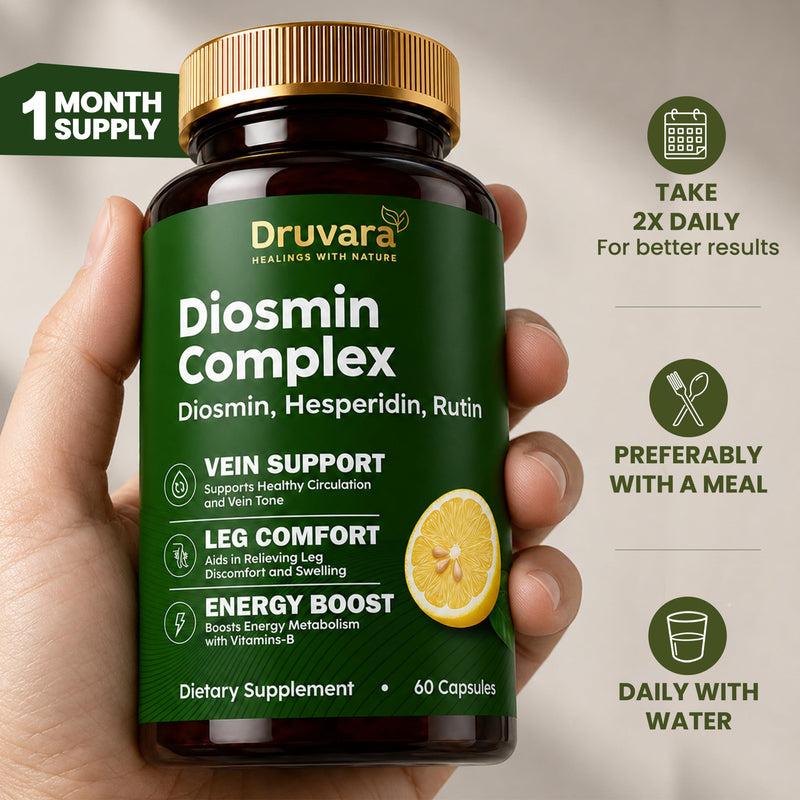 Diosmin Hesperidin with Rutin & B Vitamins | Vein Support Supplement for Leg Comfort, Healthy Circulation, Vein Strength & Improved Mobility - 60 Capsules