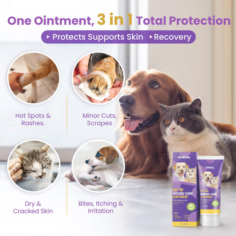 Dog Wound Care Ointment - 3 In 1 Fast Healing Pet skin Gel For Cuts, Itch, Hot Spots & Scrapes- Healing,Soothing,Repair, Infection cream for Dog,Cat & Small animal - with Centella Asiatica & Aloe 2oz
