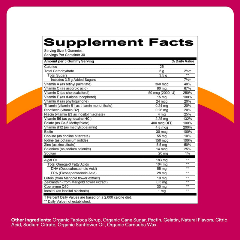 SmartyPants Women’s Plus 50+ Multi & Omegas Multivitamin Gummies with Omega 3 DHA/EPA, Methylfolate, CoQ10, Vitamin D3, C, B12, B6, A, K, Biotin, Two Fruit Flavors, 90 Count (30 Day Supply) 1 Count (Pack of 1) New Formula