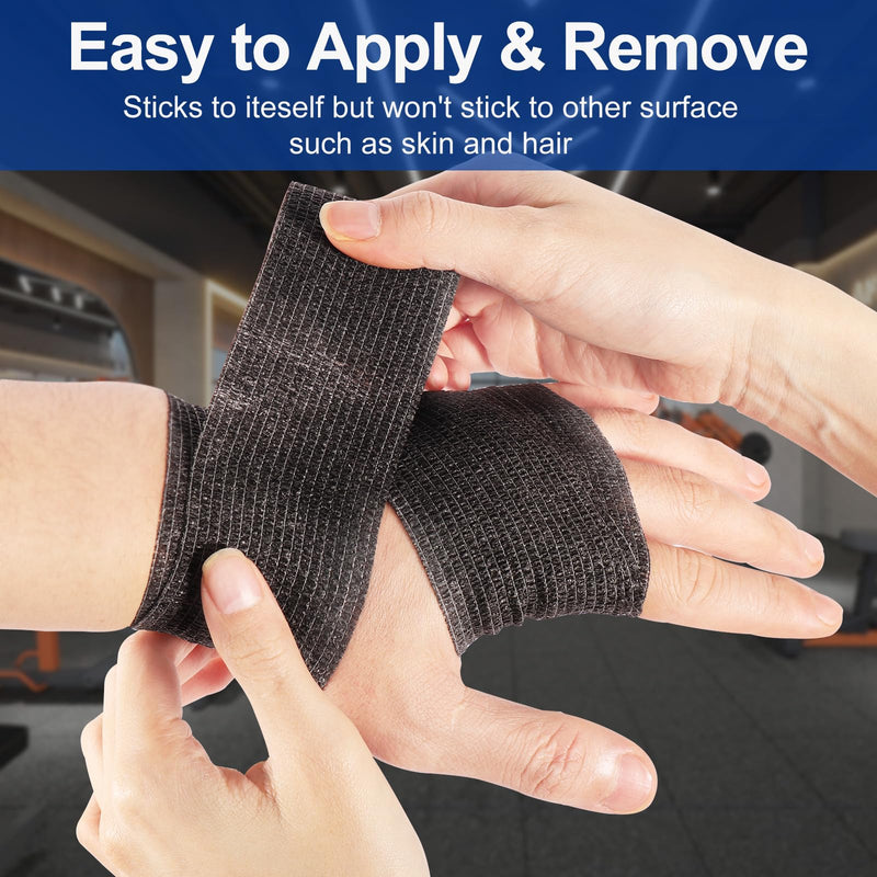 LDIWEE 24 Rolls Self Adhesive Bandage Wrap, 4 Inch x 5 Yards Black Athletic Tape Grip Tape, Flexible Non Woven Cohesive Bandage Wrap Vet Wrap, Ankle Sprains Swelling First Aid Medical Tape, Coban Wrap - BeesActive Australia
