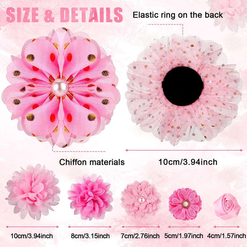 Hoteam 50 Pcs Dog Flower Collar Pink Dog Collar Bows Flower Pet Bow Collar Dog Charms Flower Set for Valentine Party Puppy Dogs Pet Cat Grooming Accessories - BeesActive Australia