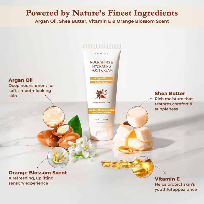 Foot Cream for Dry Cracked Heels and Feet Moisturizer with Argan Oil, Shea Butter & Vitamin E – Hydrating Foot Lotion for Dry Cracked Feet for Women – Smooth, Fast-Absorbing, Non-Sticky Care - BeesActive Australia