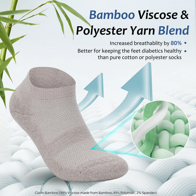 Bulinlulu Diabetic Socks for Men Women,6 Pairs Low Cut Non Binding Diabetic Ankle Seamless Socks for Men 6-9 9-12(Black-Large) Black Large - BeesActive Australia