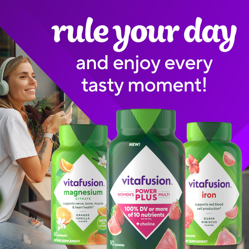 Vitafusion Power Plus Women’s Multivitamin Gummies,100% Daily Value or More of 10Nutrients,HelpsSupport Nerve,Energy Metabolism,Bone & Immune Health,Strawberry & Watermelon Flavor,90 Count (Pack of 2) 90 Count (Pack of 2) Power+ Women's Multivitamins