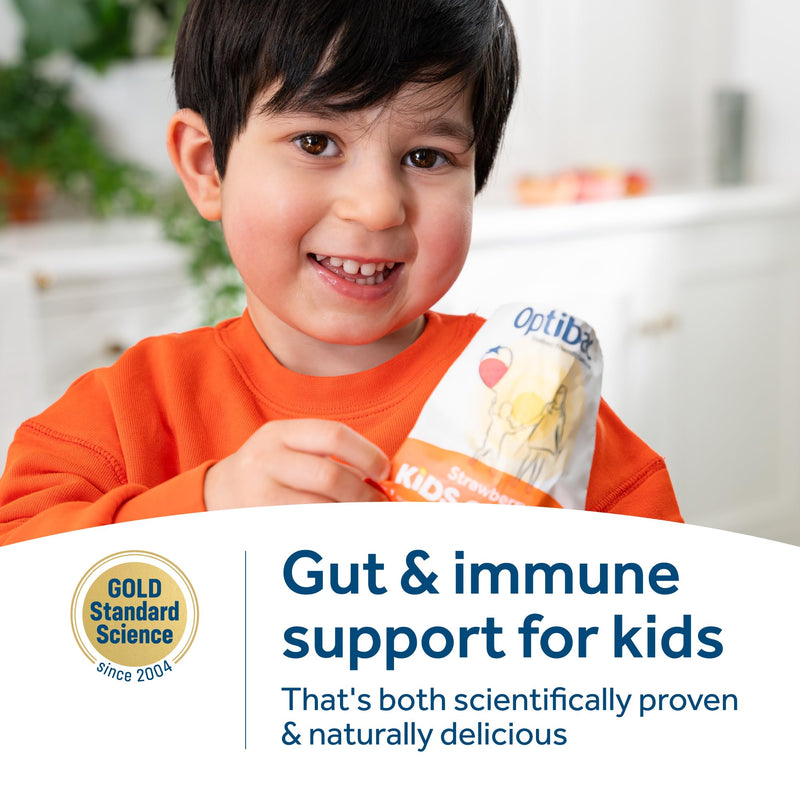 Optibac Kids Probiotics Gummies | 30 Strawberry-Flavored Probiotic Gummies for Kids with Vitamin D & Calcium | 2 Billion Live Cultures | Vegan Children’s Supplement for Digestive & Immune Health