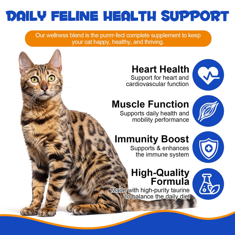 Taurine for Cats, Pure Taurine Powder Supplement for Cats, Supports Heart, Vision Health & Immune System, Odorless & Easy to Mix with Wet & Dry Food, 200g
