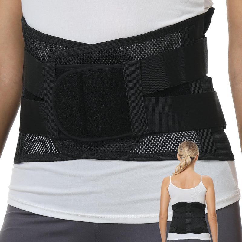 NeoTech Care Lower Back Brace for Women or Men, Lumbar Back Support Belt (Black, Size XL) Black