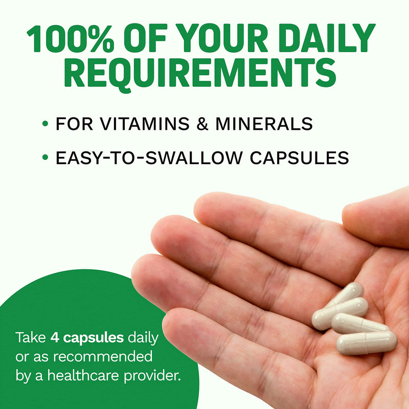 Herbtonics Whole Food Multivitamin for Men & Women – Vegan Multivitamin with Real Fruits & Veggies, Probiotics, CoQ10, Turmeric & More – 120 Capsules