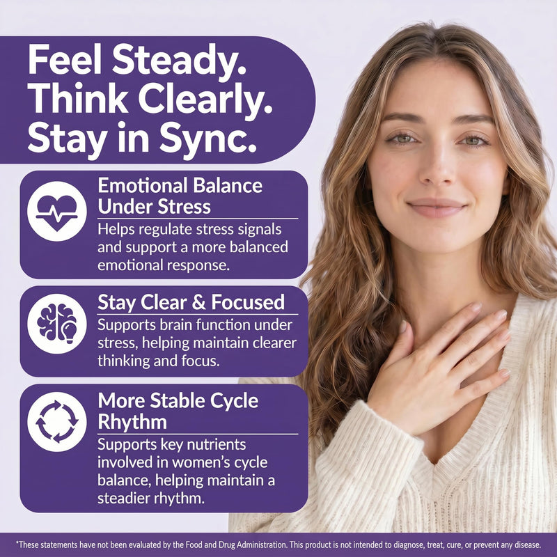 Cortisol Support for Women with Vitex, Ashwagandha & L-Theanine, 90 Caps | Hormone Balance, Calm Mood & Stress Support with Magnesium Glycinate, Saffron & Phosphatidylserine; Vegan, Made in USA