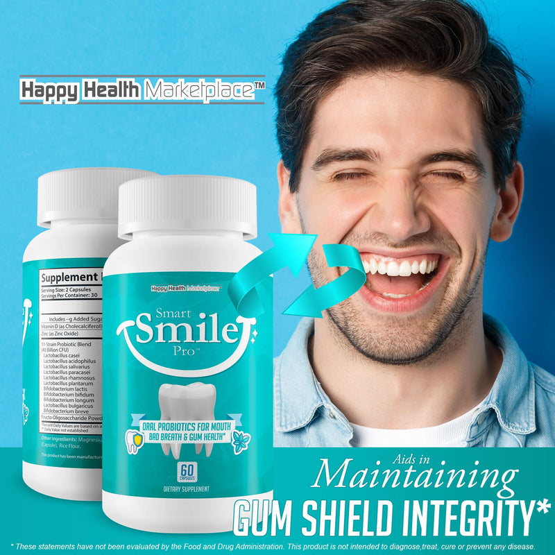 Smart Smile Pro - Our Best Oral Probiotics for Teeth and Gums - Oral Dental Probiotics - Probiotics for Teeth Health Supplement - Oral Probiotic Teeth Supplement - Probiotic Teeth Vitamins Supplements