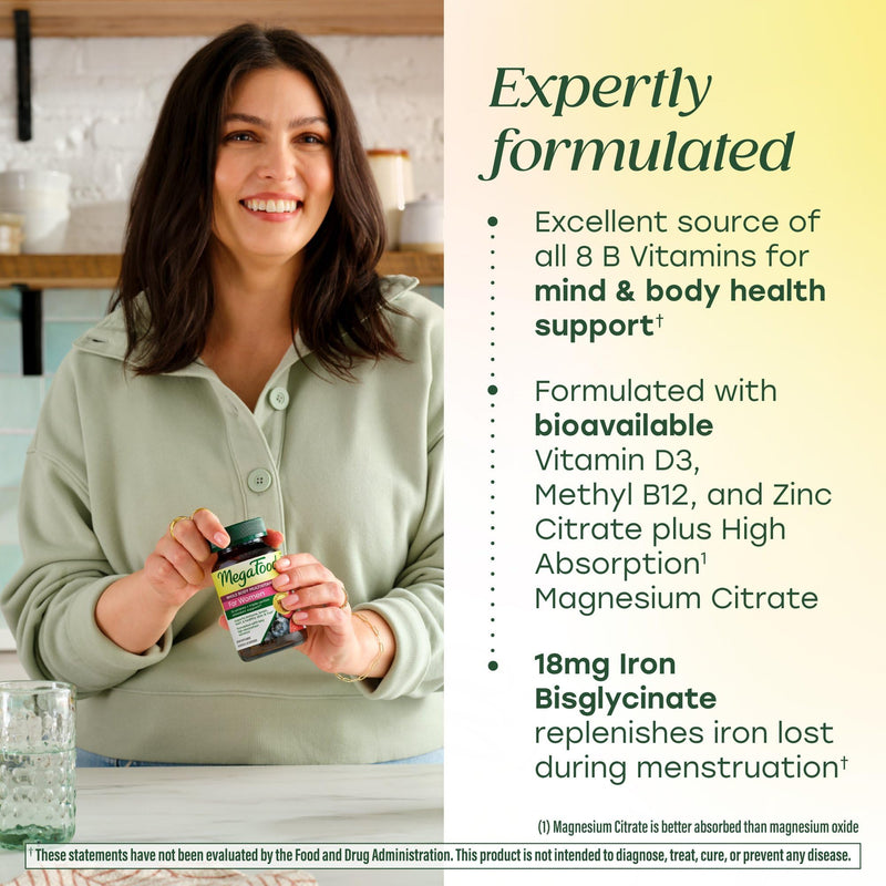 MegaFood Whole Body Multivitamin for Women with 25 Nutrients, 60 Capsules | Womens Multivitamin, Immune, Brain, Heart, Skin & Hair, Vitamin D3 K2, Magnesium Citrate, Folate, Biotin, Iron, 30 Servings