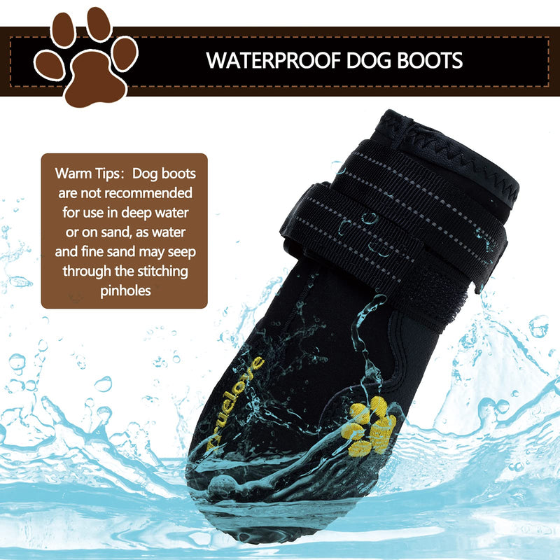 Expawlorer Anti-Slip Dog Shoes Waterproof & Stain Resistant Dog Booties with Reflective Straps for Outdoor Hiking, Black, Size 8: 3.19"x3.03" (L*W) (Pack of 4) Size 8: 3.19"x3.03" (L*W) (Pack of 4) - BeesActive Australia