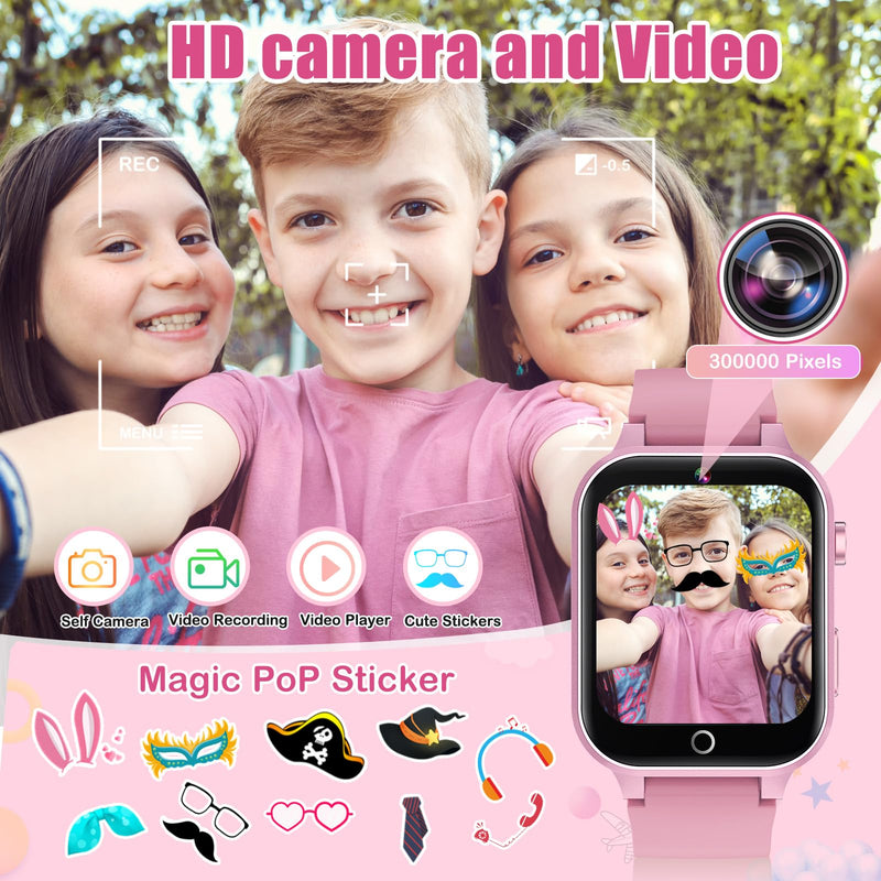 Zeacool Kids Smart Watch, Smart Watch Toys with 39 Games, Camera Video Recorder Music Alarm Calculator Calendar Pedometer Stopwatch Flashlight Gift Toys for 3-12 Years Old Boys and Girls (Pink) Pink - BeesActive Australia