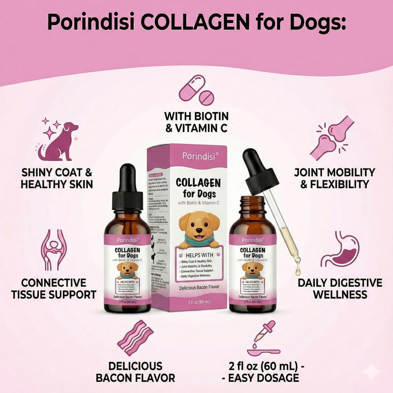 Liquid Collagen for Dogs - High Strength Marine Collagen Drops for Joint Support & Mobility - Advanced Dog Joint Supplements with Vitamins - Itchy Skin Relief & Glossy Coat Care - Easy to Absorb