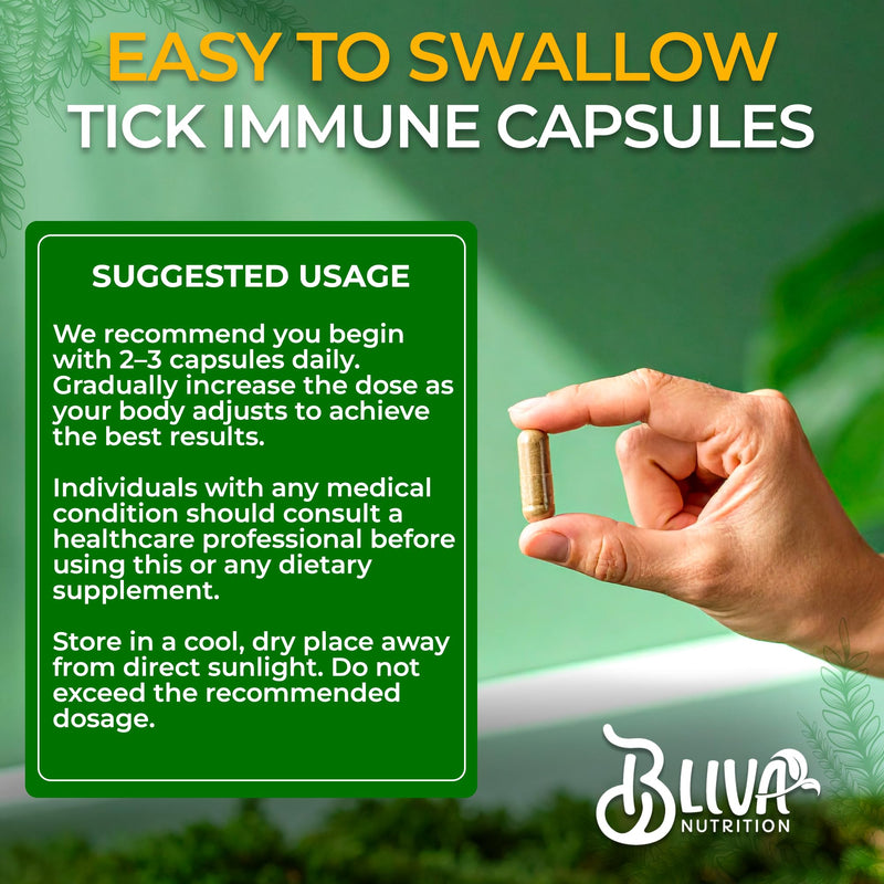 BLIVA Tick Immune Support Supplement - Japanese Knotweed, Cat's Claw, Chinese Skullcap, Cryptolepis - Advanced Tick Herbal Complex Formula - 90 Vegan Capsules