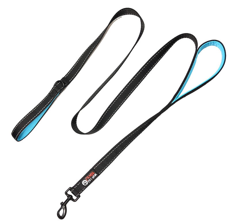 Dog Leash 6ft long,Traffic Padded Two Handle,Heavy Duty,Reflective Double Handles Lead for Control Safety Training,Leashes for Large Dogs or Medium Dogs,Dual Handles Leads(Black) Black-Blue - BeesActive Australia