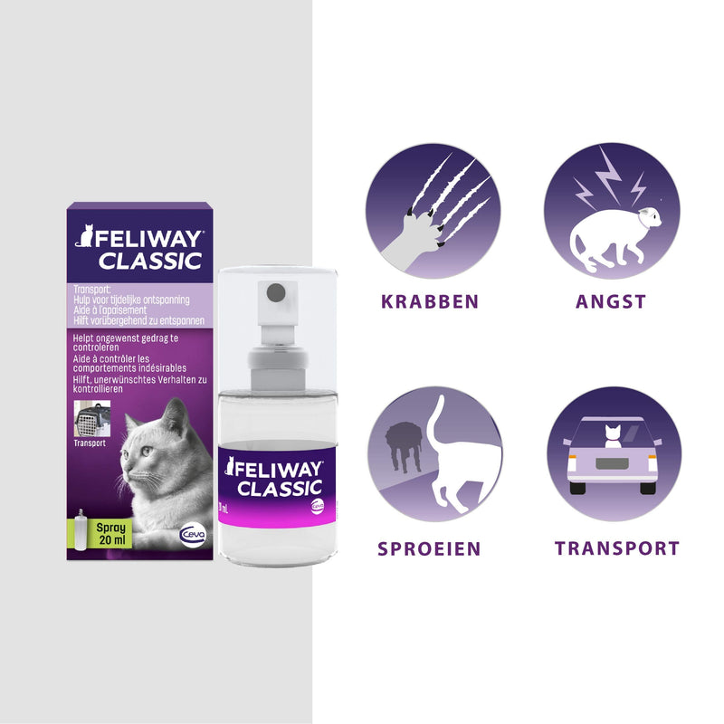 FELIWAY® Classic Spray 20 ml | Stress-free travel & transport for cats L 4 x W 4 x H 10 cm - BeesActive Australia