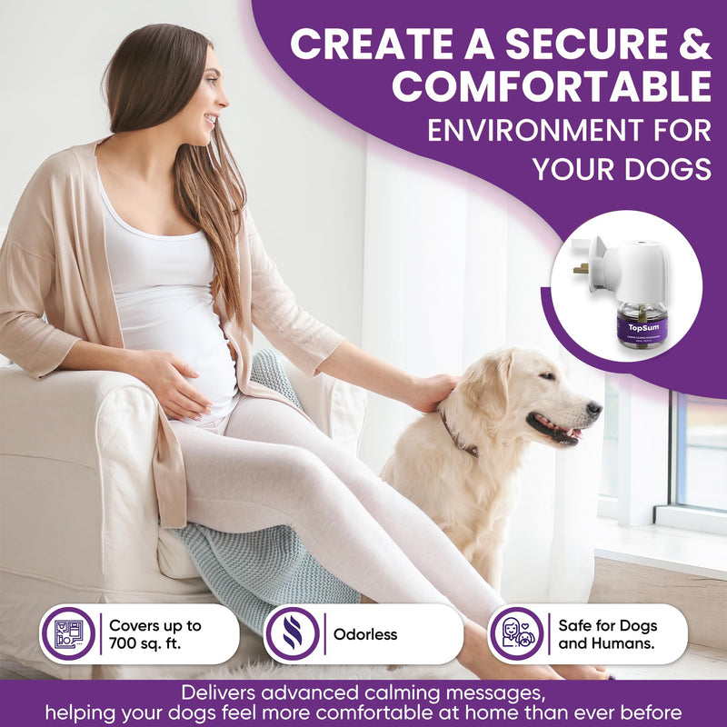 TopSum Dog Calming Plug In Refill: Calming For Dogs Fireworks - Calming Plug Ins Refills - Pheromone Diffuser Refill For Dogs, 4 Pack (Purple) Purple